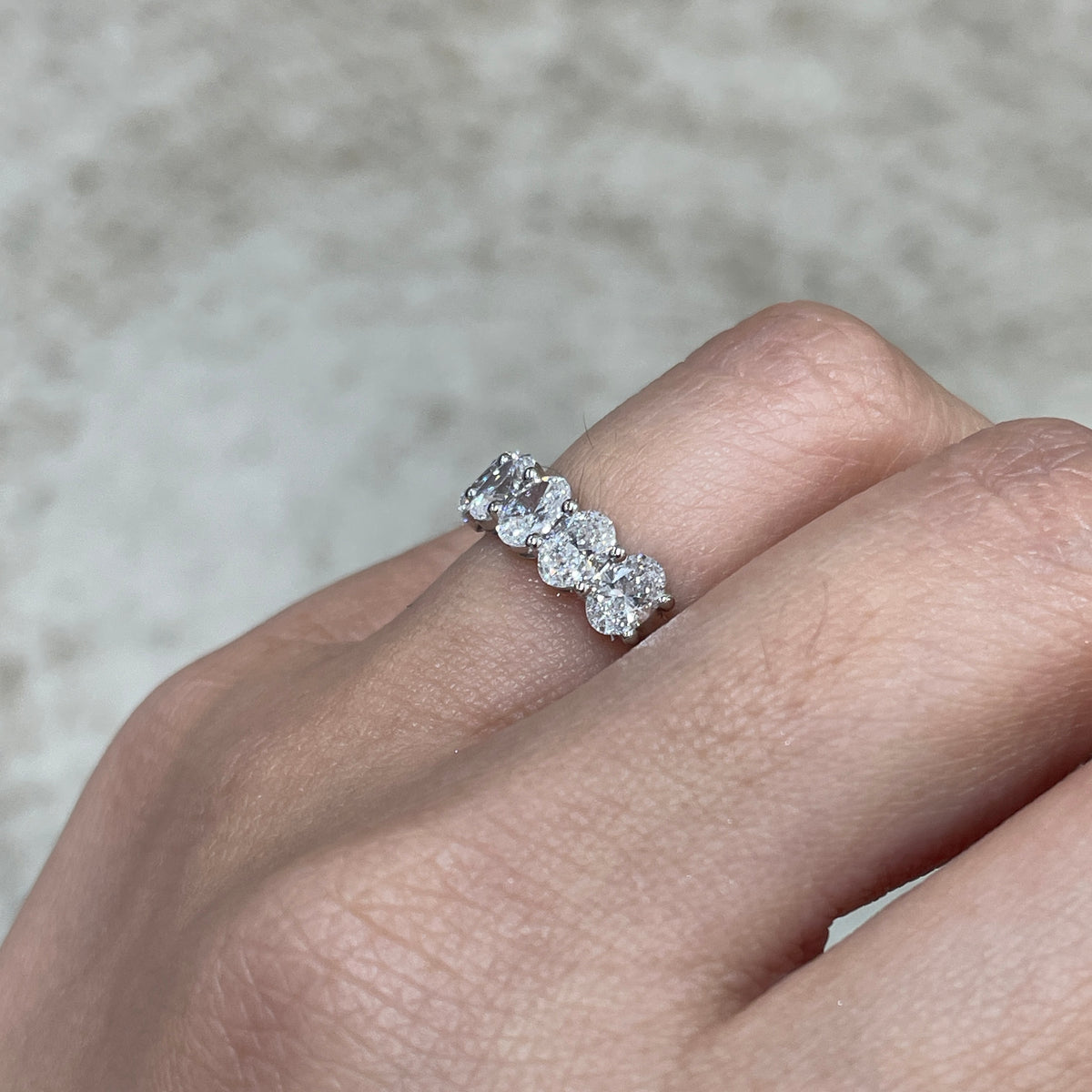 Lab diamond Oval shape 1.8ct half eternity ring