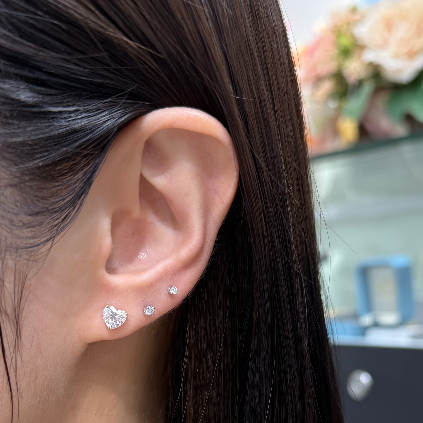 Lab diamond Heart shape 1.3ct stud earrings-pair