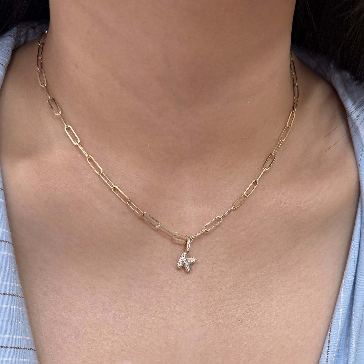 9k paper clip necklace