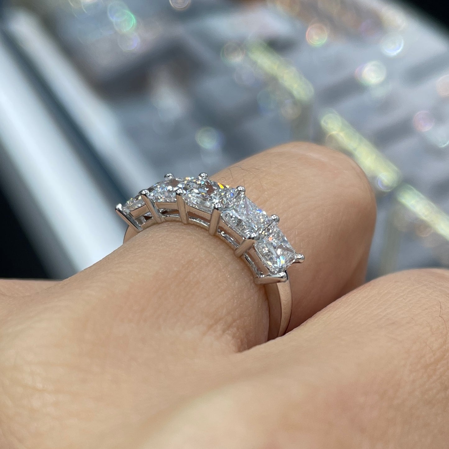 Lab Diamond princess cut 2ct half eternity ring