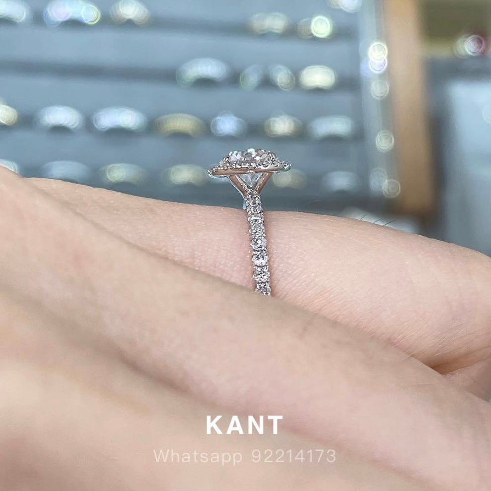 IGI lab diamond round 0.6ct halo pave ring