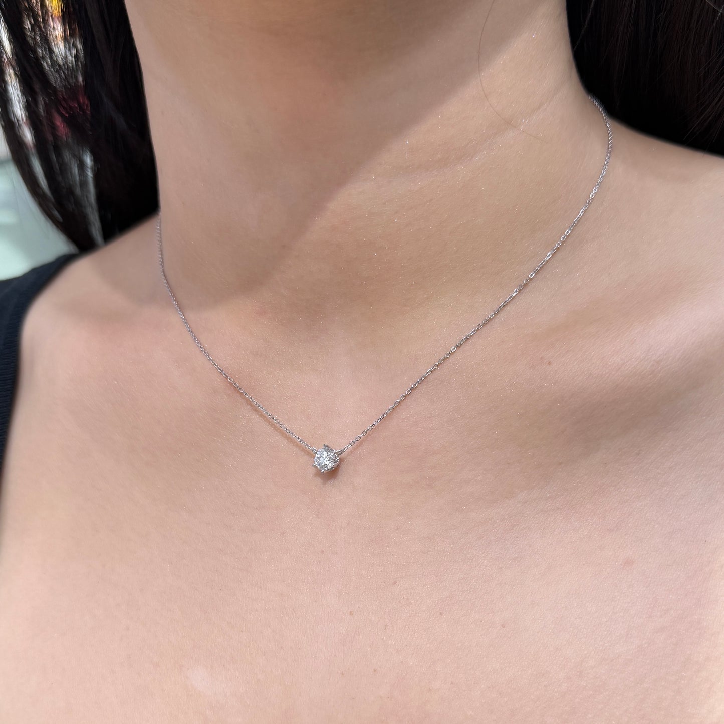 Lab diamond round 0.5ct six-prong necklace