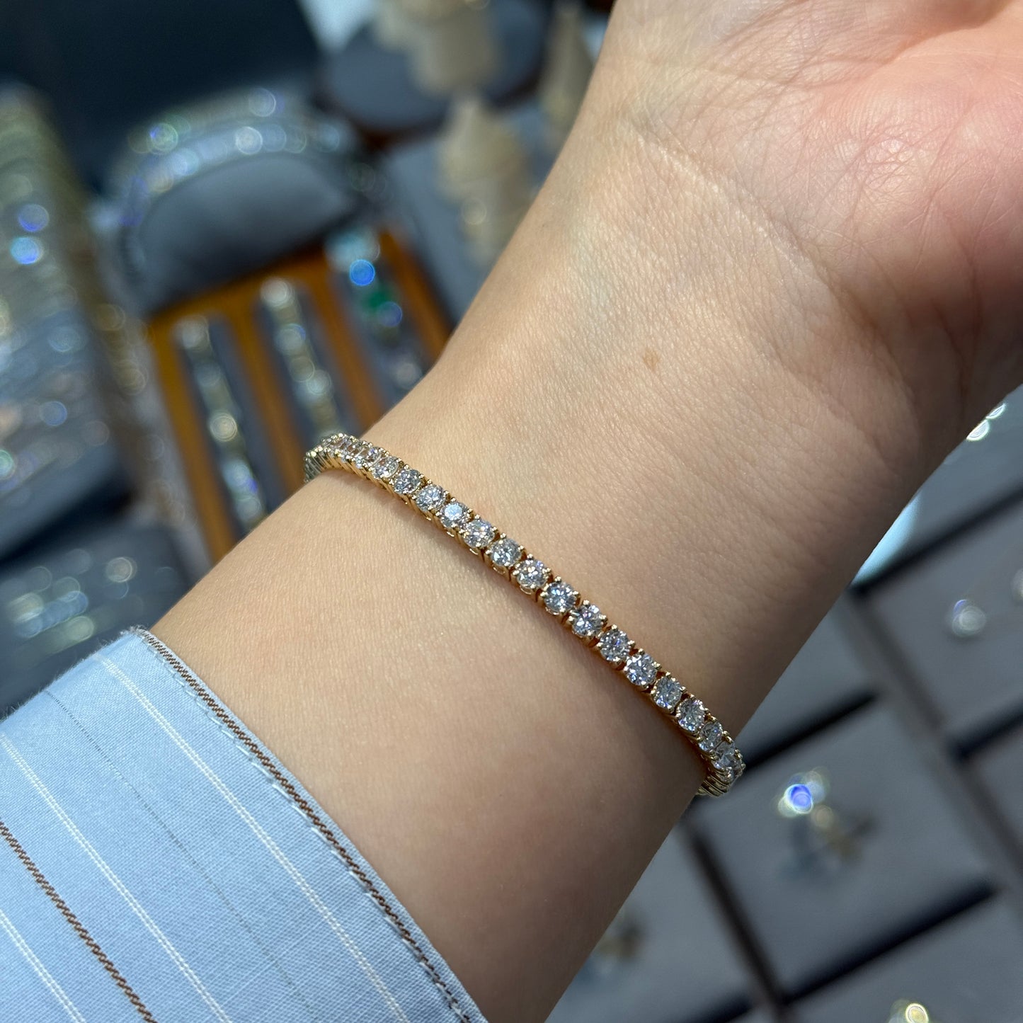14k Lab diamond round 5ct Tennis bracelet