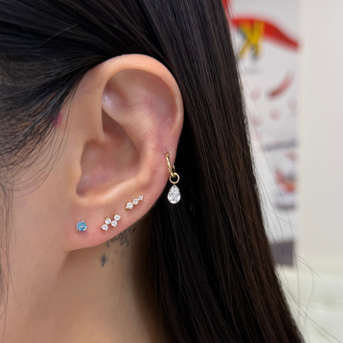 Lab diamond round 0.08ct z stud earring - each