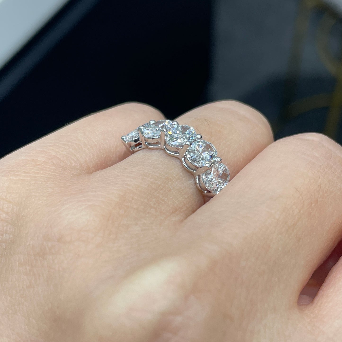 Lab diamond Oval shape 2.5ct half eternity ring