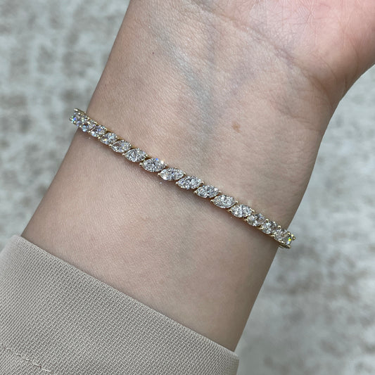 9k Lab diamond marquise shape 5.6ct tennis bracelet