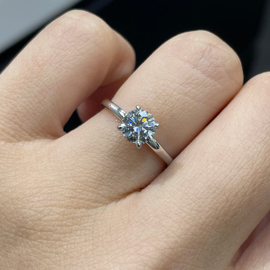 IGI diamond Round 0.8ct four-prong underhalo ring