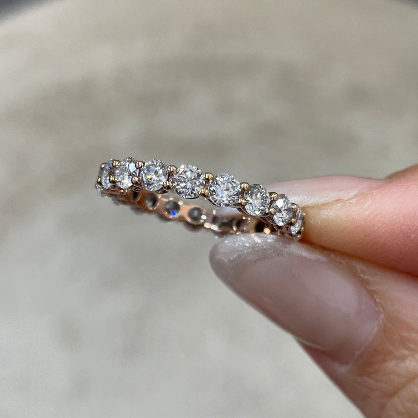 9k Lab diamond round 2.1ct full eternity ring