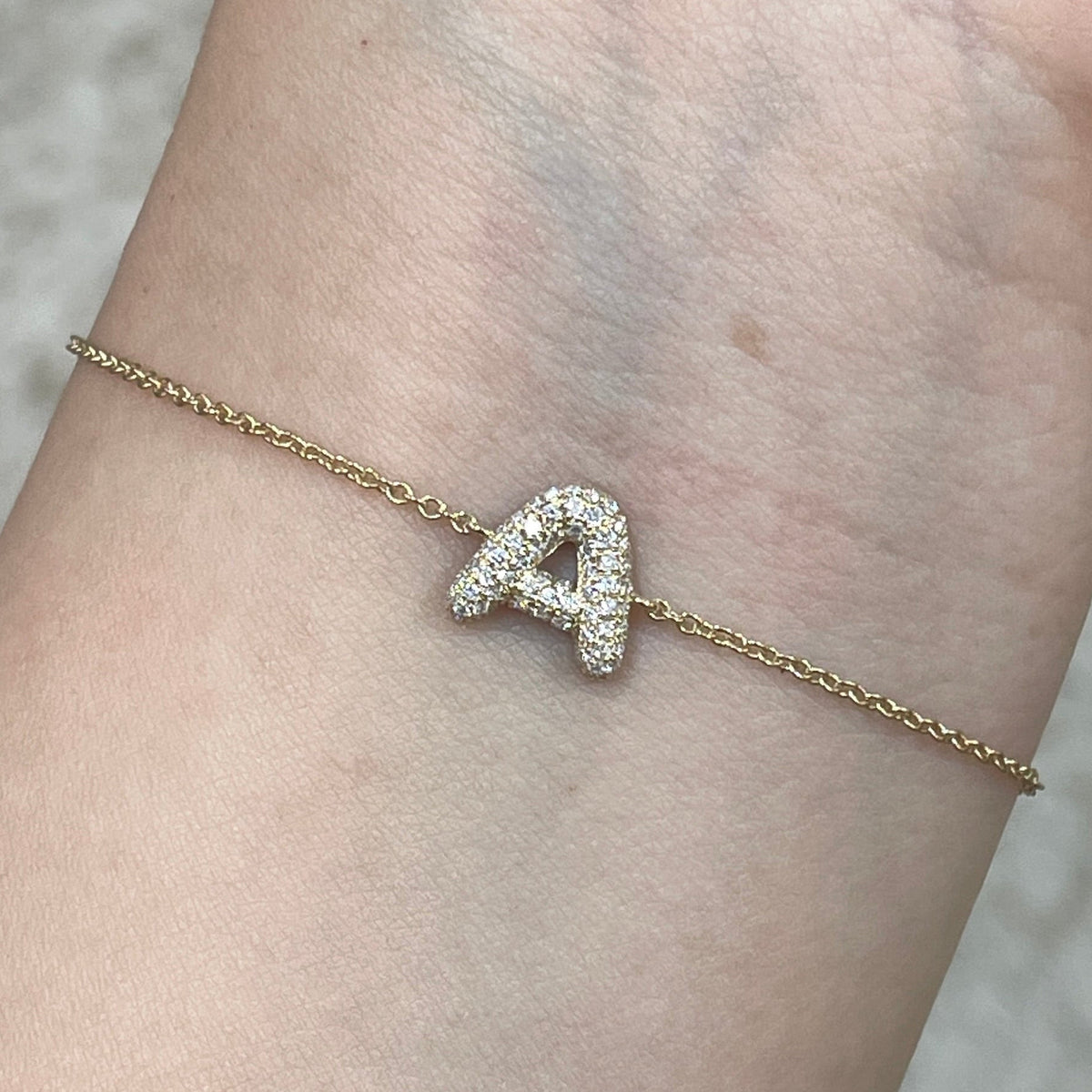 Lab diamond baby bubble initial bracelet