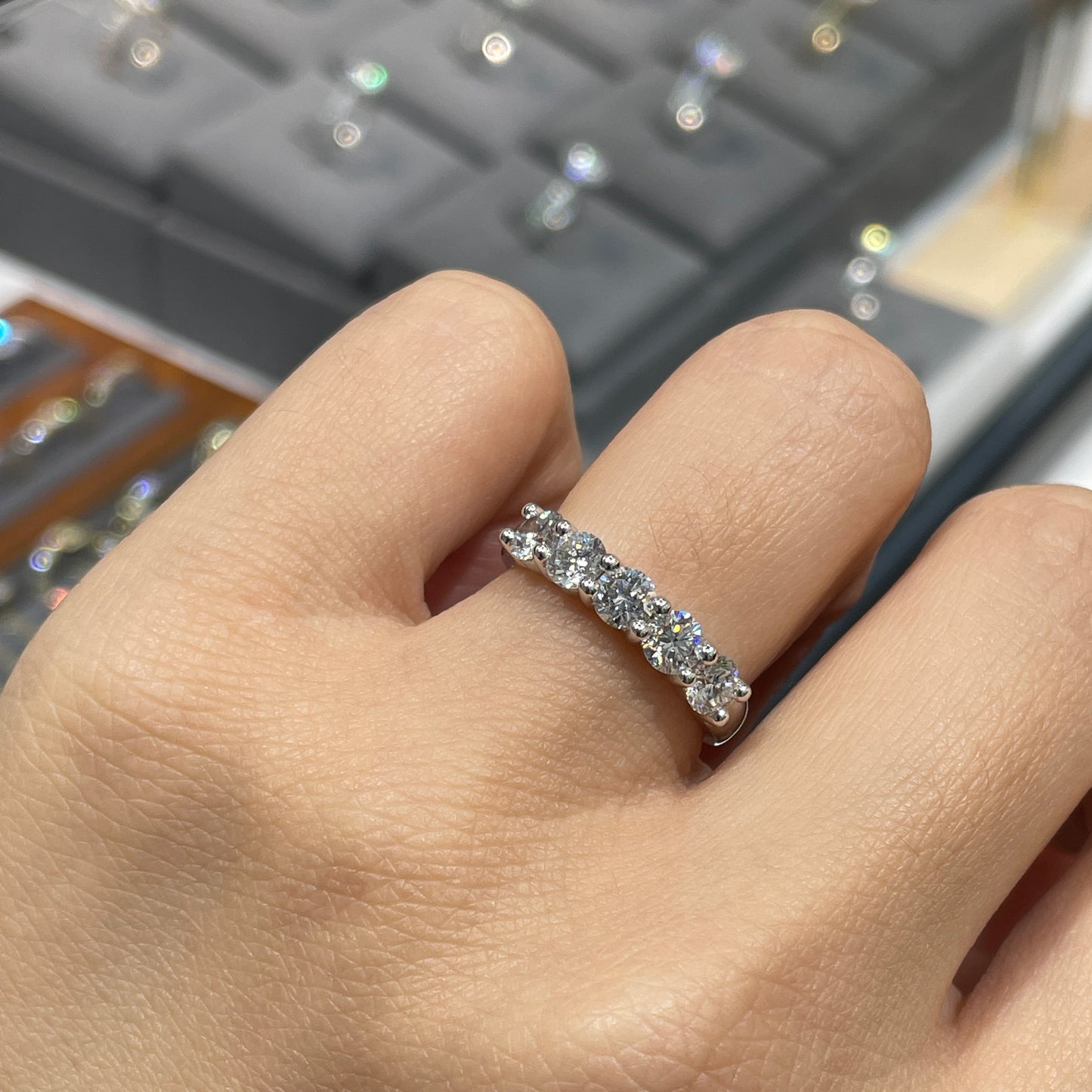 Lab Diamond round 1.25ct half eternity ring