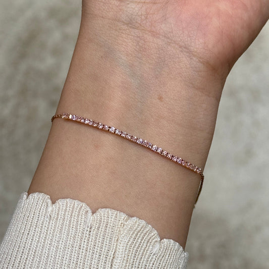 Lab pink diamond round 0.6ct half tennis bracelet