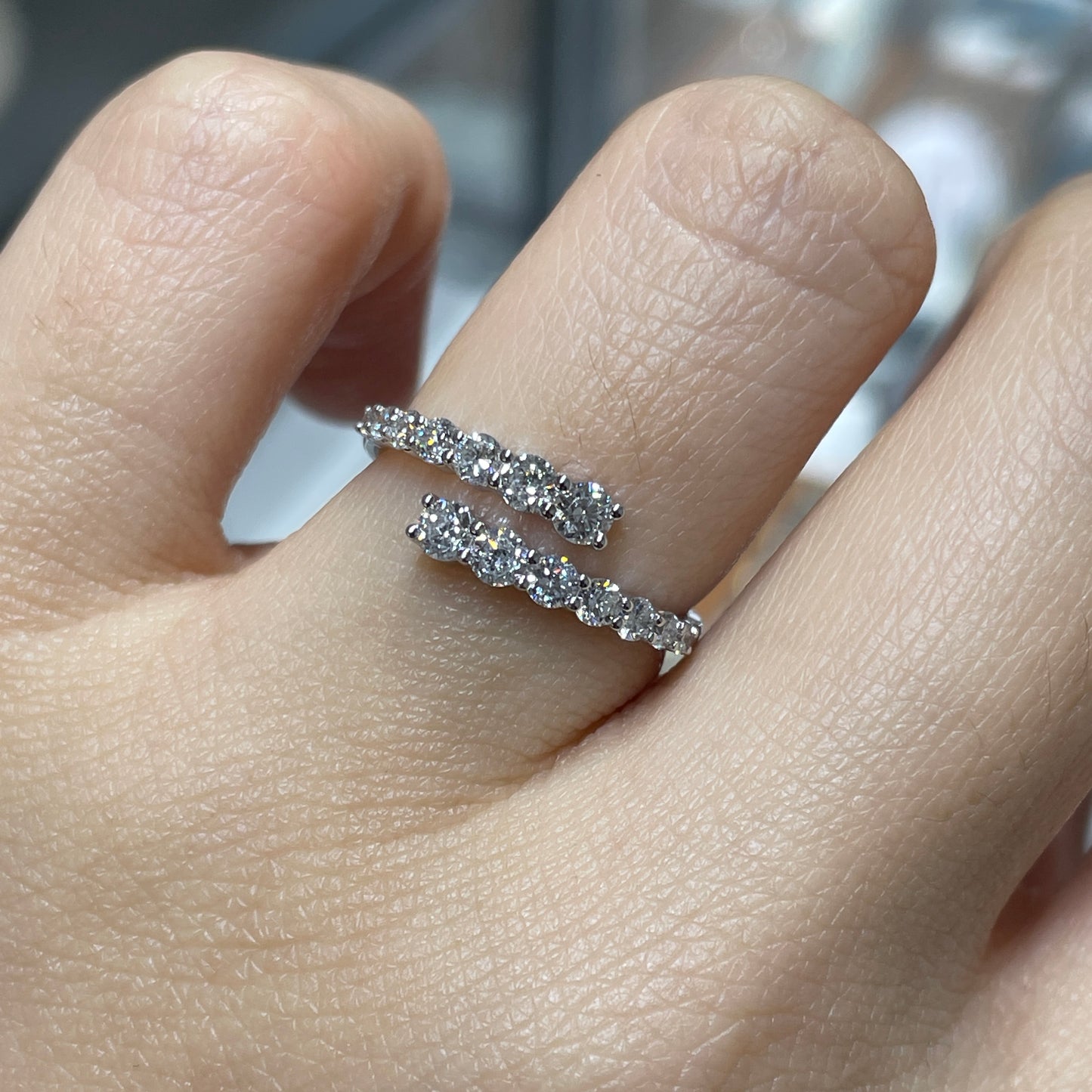 Lab diamond round 0.6ct half eternity z open ring