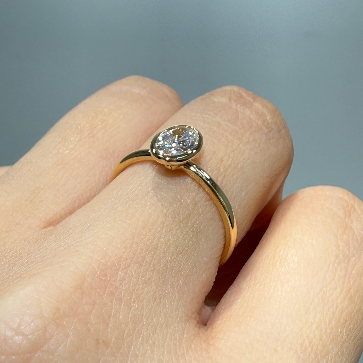 Lab diamond oval 0.7ct bezel ring