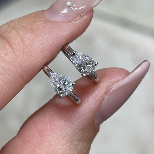 Lab diamond Pear 0.6ct 10mm hoop earrings-pair