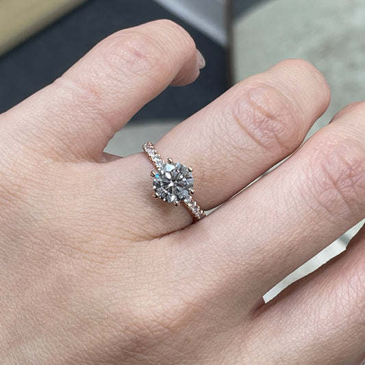 IGI lab diamond round 1.5ct six-prong full pave ring