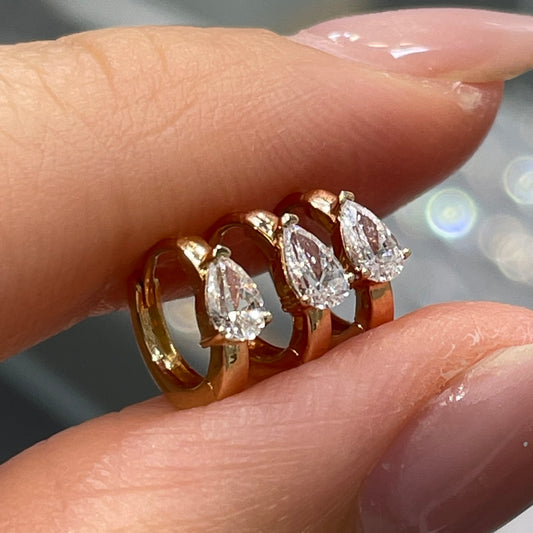Lab diamond Pear shape 0.1ct 6mm hoop earring-each