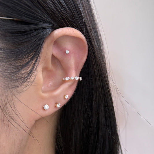 9k Lab diamond marquise shape and round 0.3ct mix 10mm ear cuff - each