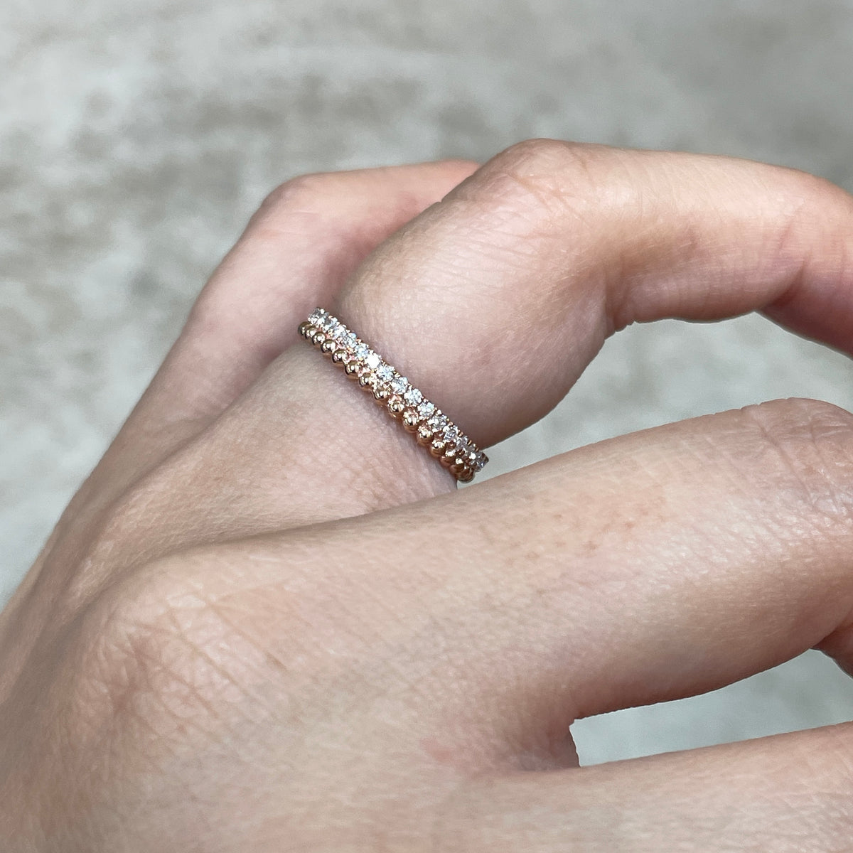 9k Lab diamond round 0.35ct milgrain dewdrop full eternity ring