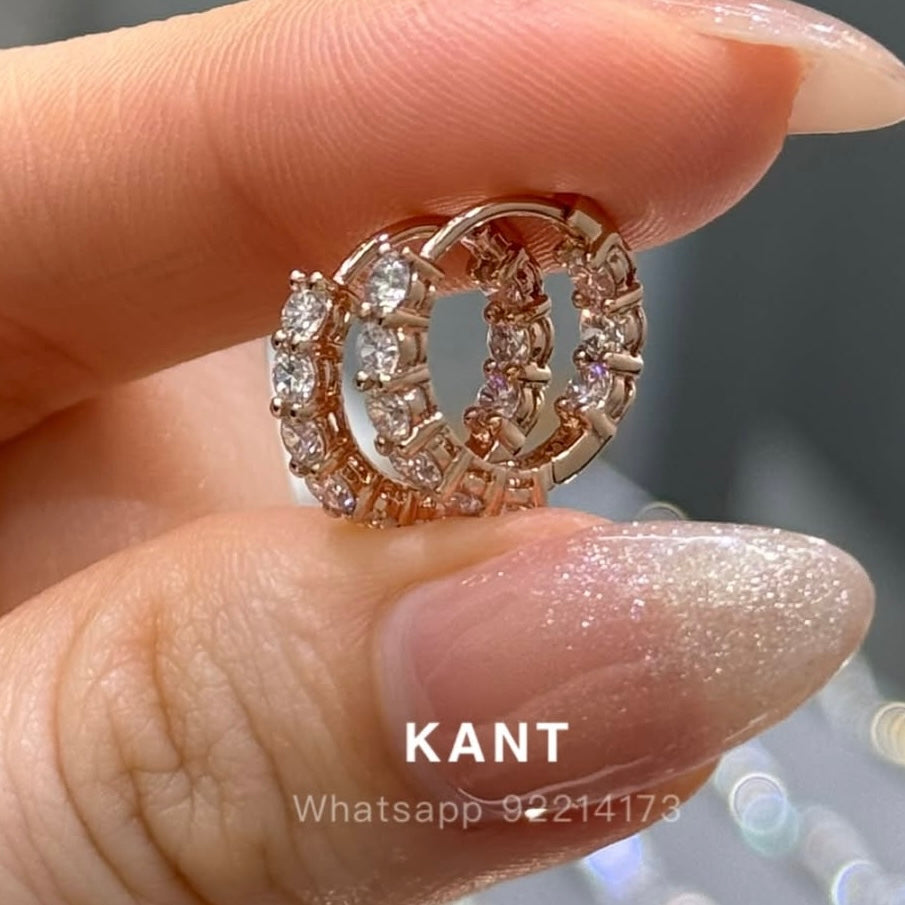 Lab diamond round 1.3ct double side diamond 10mm huggie hoop earrings -pair