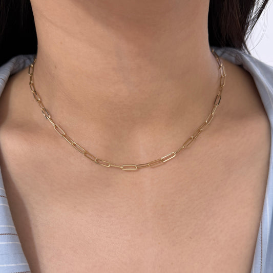 9k paper clip necklace