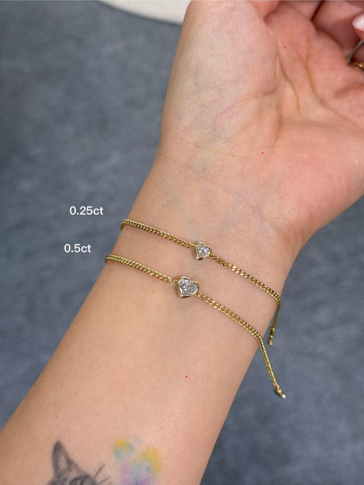 Lab diamond heart shape 0.5ct bezel with 1.8mm Cuban bracelet