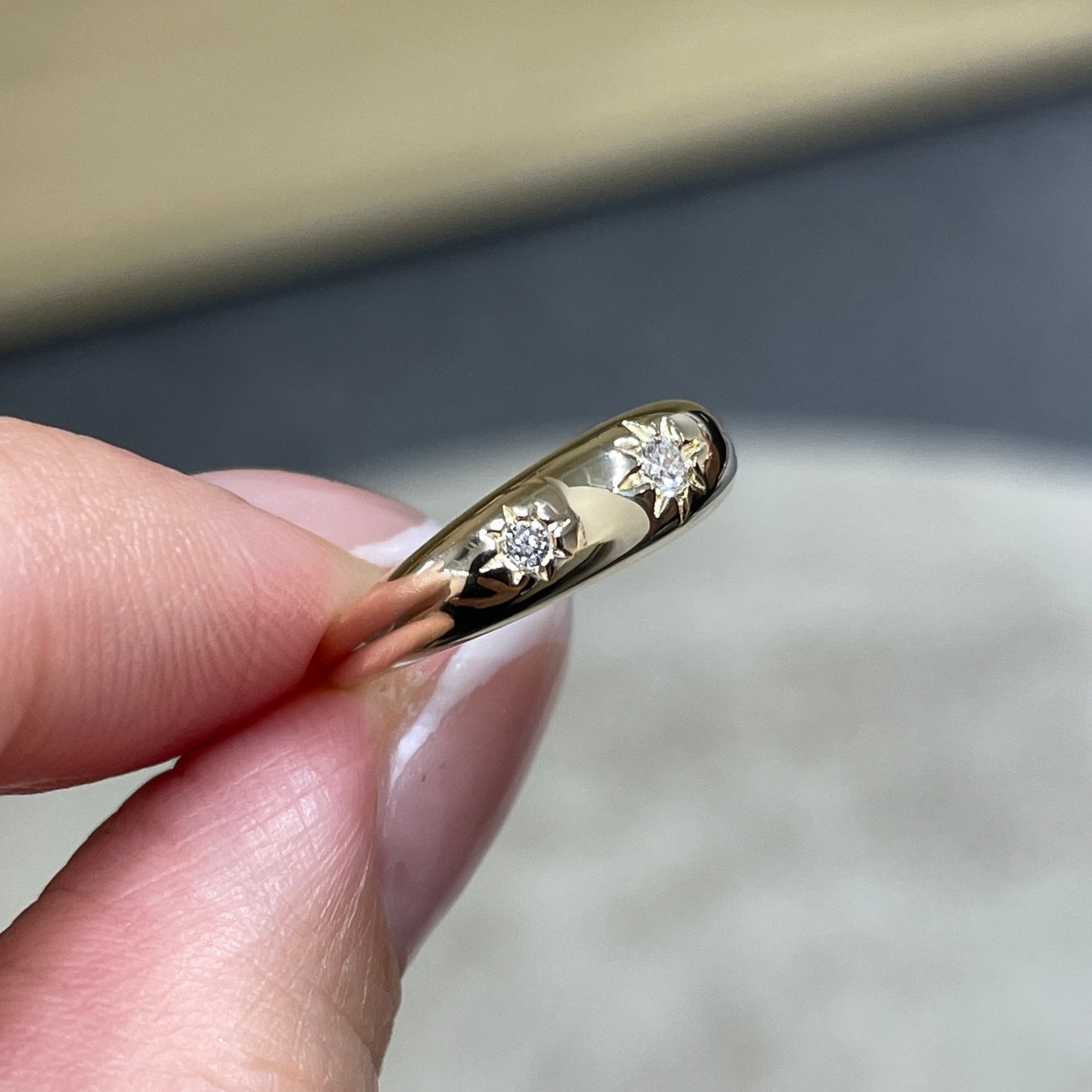 9K Lab diamonds round trio star dome pinky ring