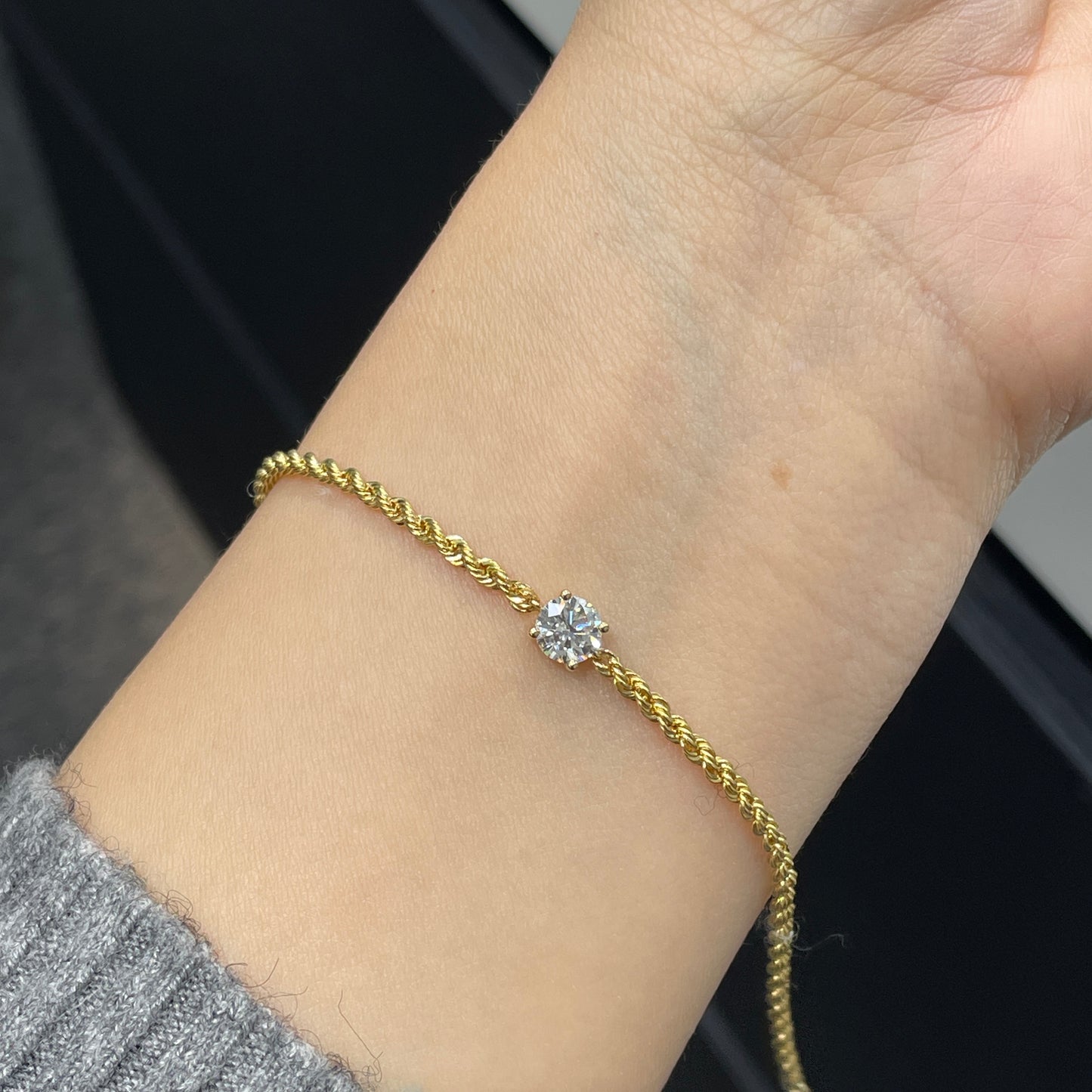 Lab diamond Round 0.5ct twist rope chain bracelet
