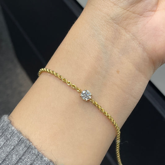 Lab diamond Round 0.5ct twist rope chain bracelet
