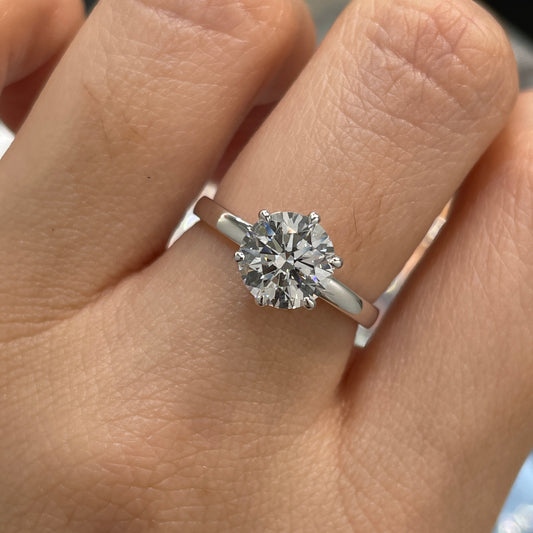 IGI lab diamond round 1.7ct six-prong underhalo ring