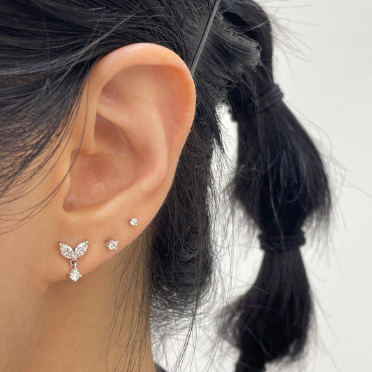 Lab diamond large-dolphin tail drop stud earring-each