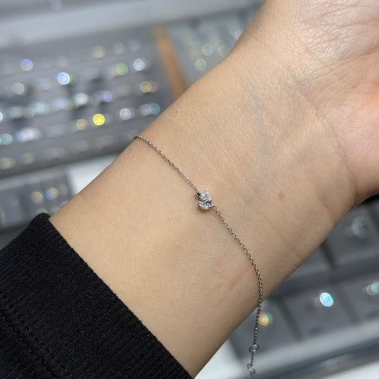 Lab diamond Pear shape 0.15ct with baby lab Sapphire royal blue bracelet