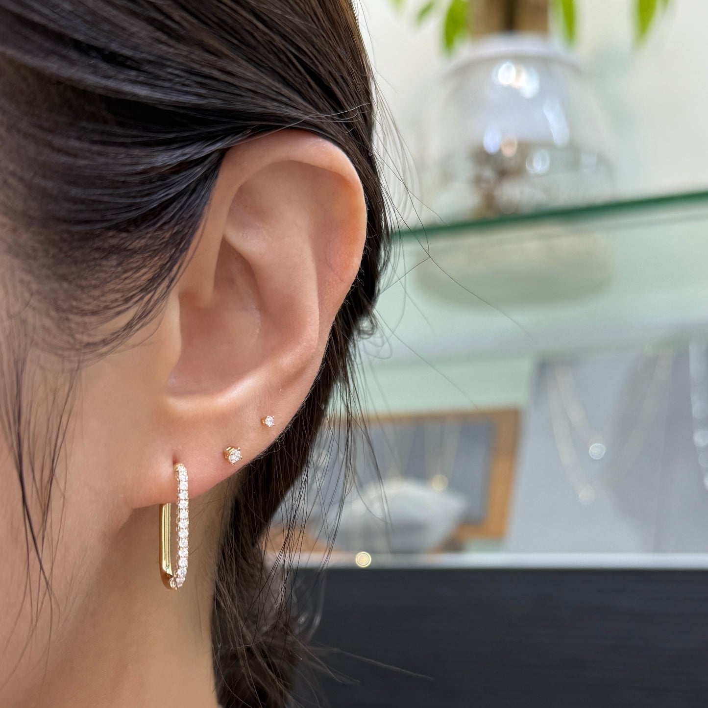 Lab diamond round 0.7ct Luxe link hoop earrings -pair