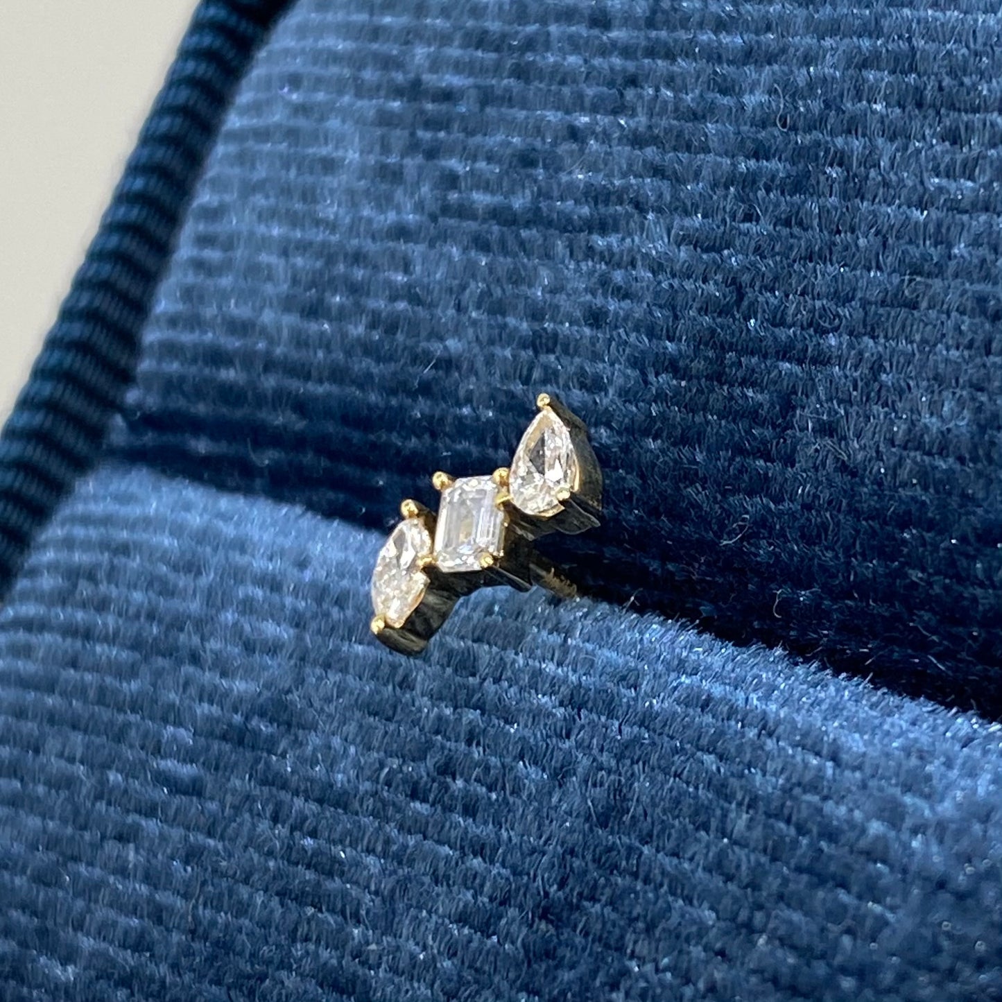 Lab diamond fancy trio stud earring-each