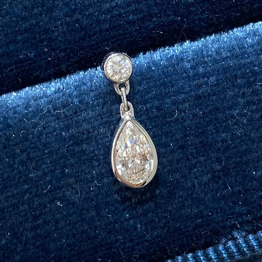 Lab diamond pear shape 0.35ct drop earring-each