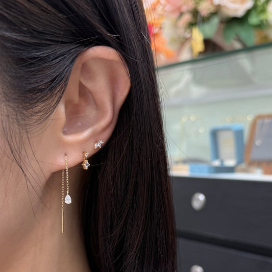 Lab diamond pear 0.15ct chain earring-each