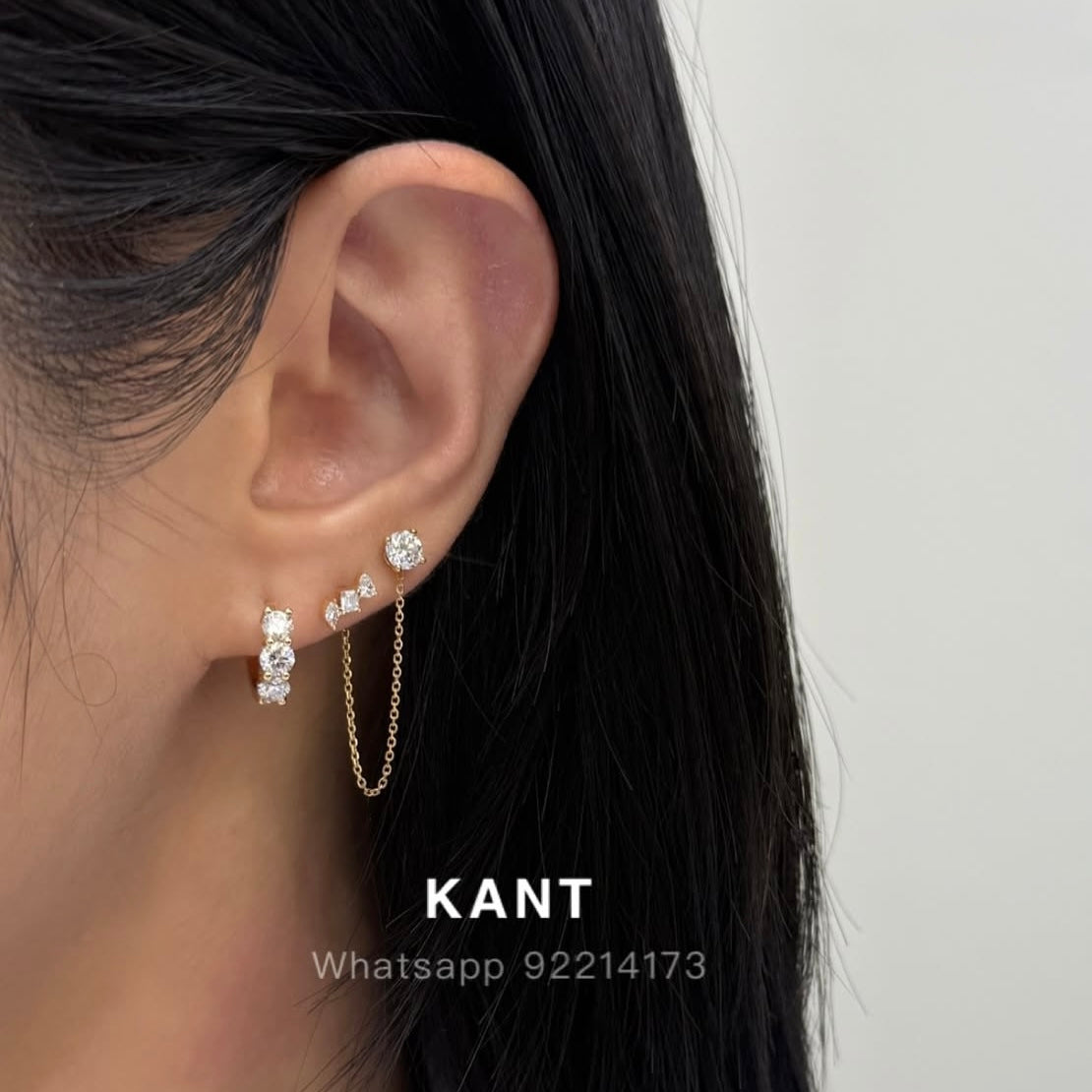 Lab Diamond round trio 1ct 10mm hoop earrings-pair