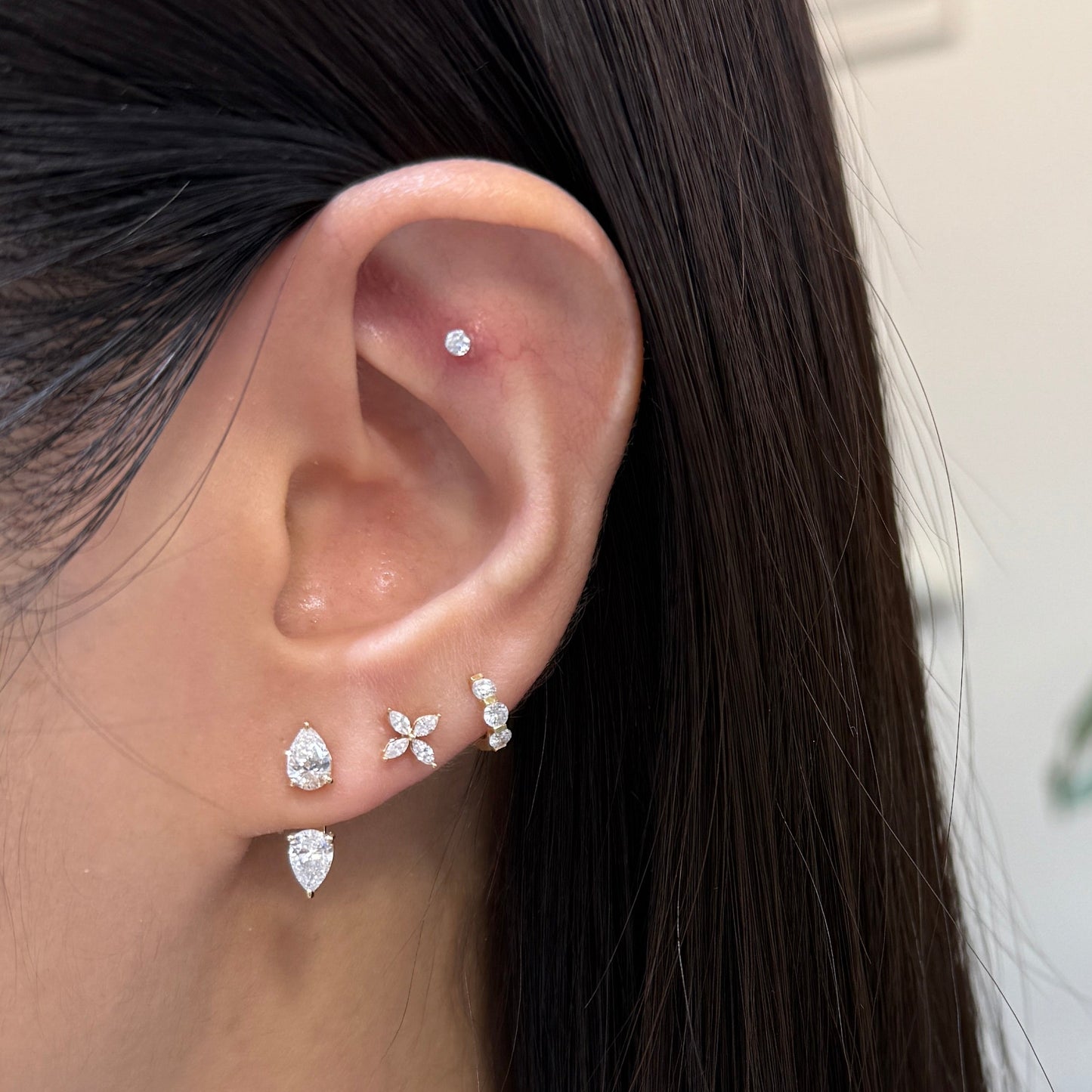 9k Lab diamond pear with pear L jacket 1.2ct earrings-pair