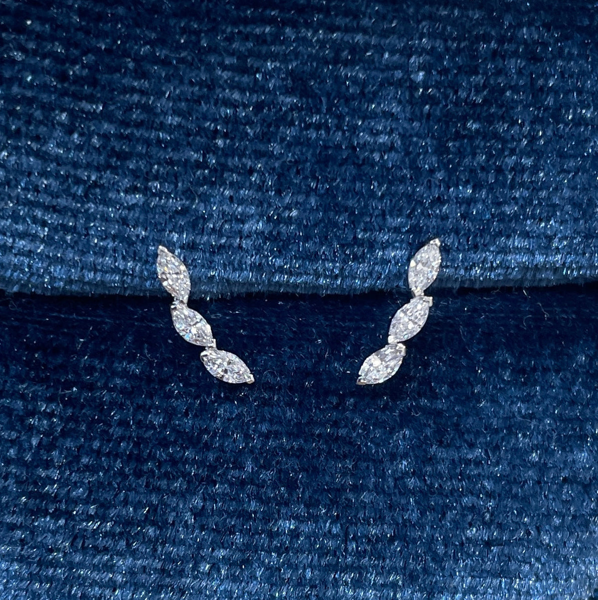Lab diamond marquise 0.09ct trio stud earring-each
