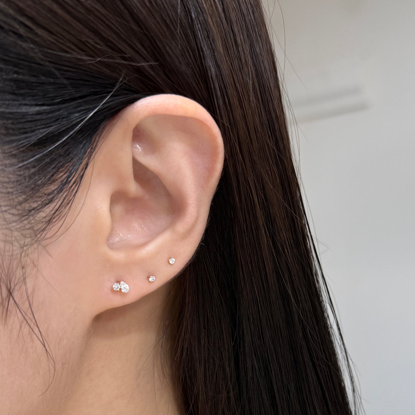 Lab diamond Pear and round toi et moi stud earring-each