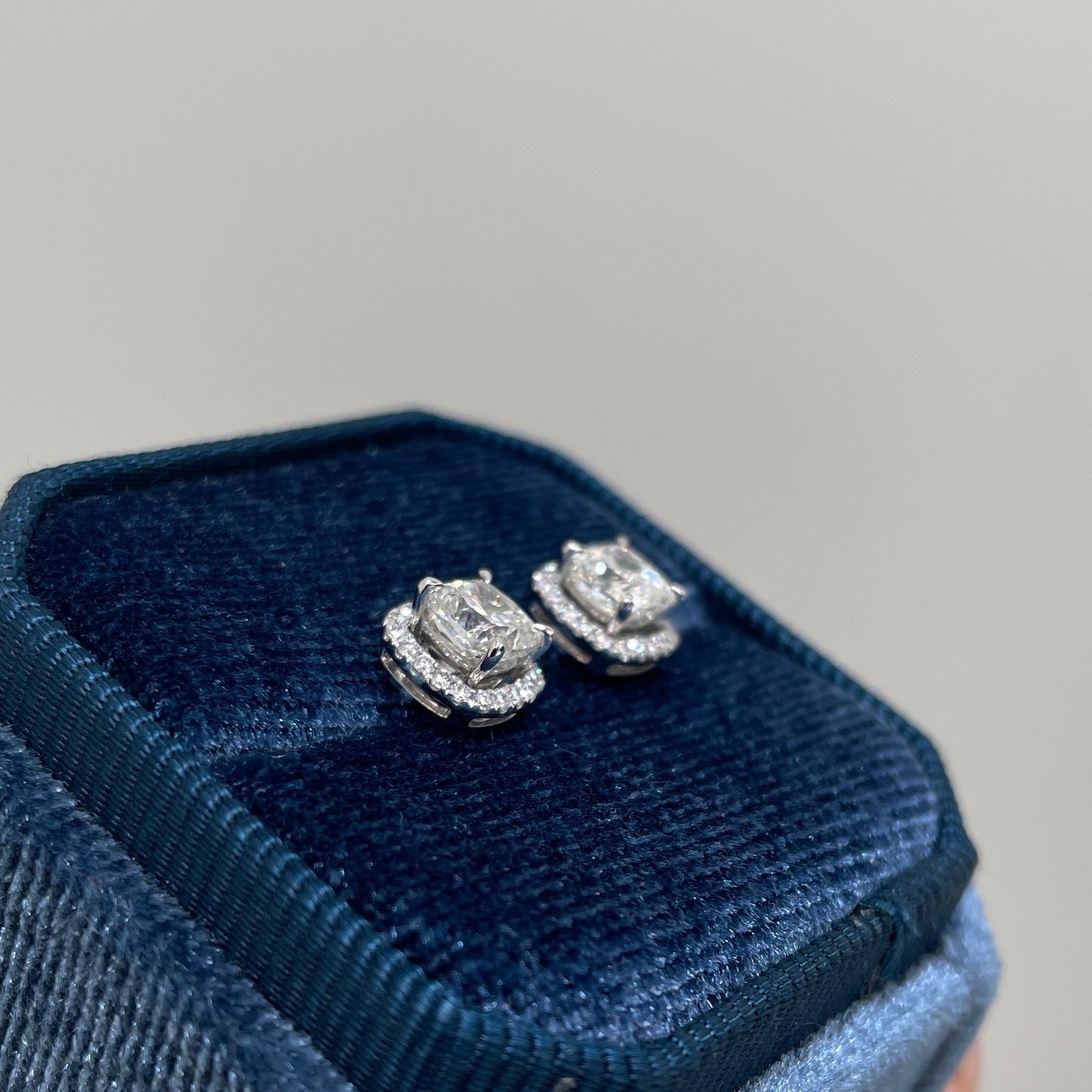 Lab diamond Cushion cut  1.6ct with removable halo jacket earrings-pair