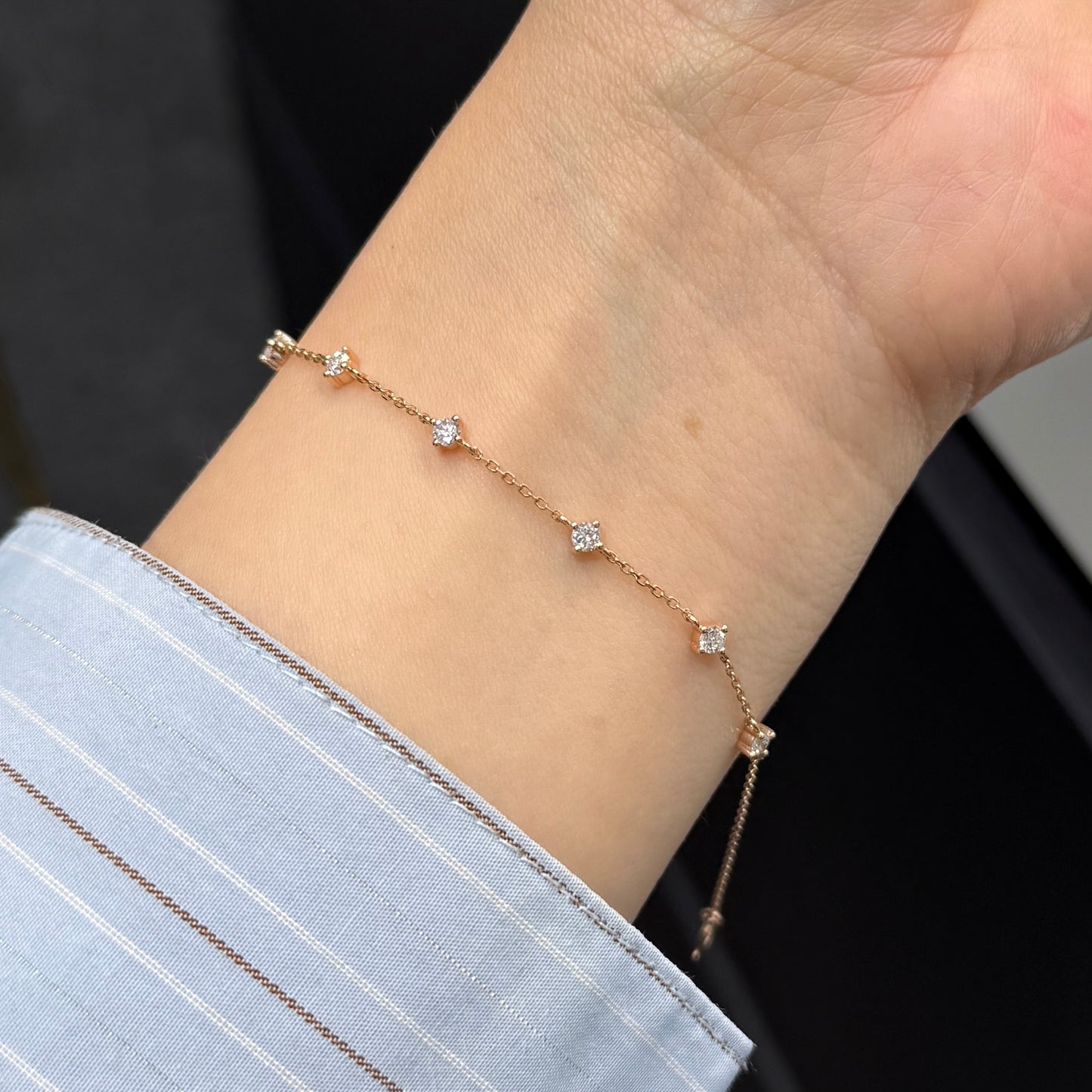 9k Lab diamond round 0.36ct six stone compass bracelet