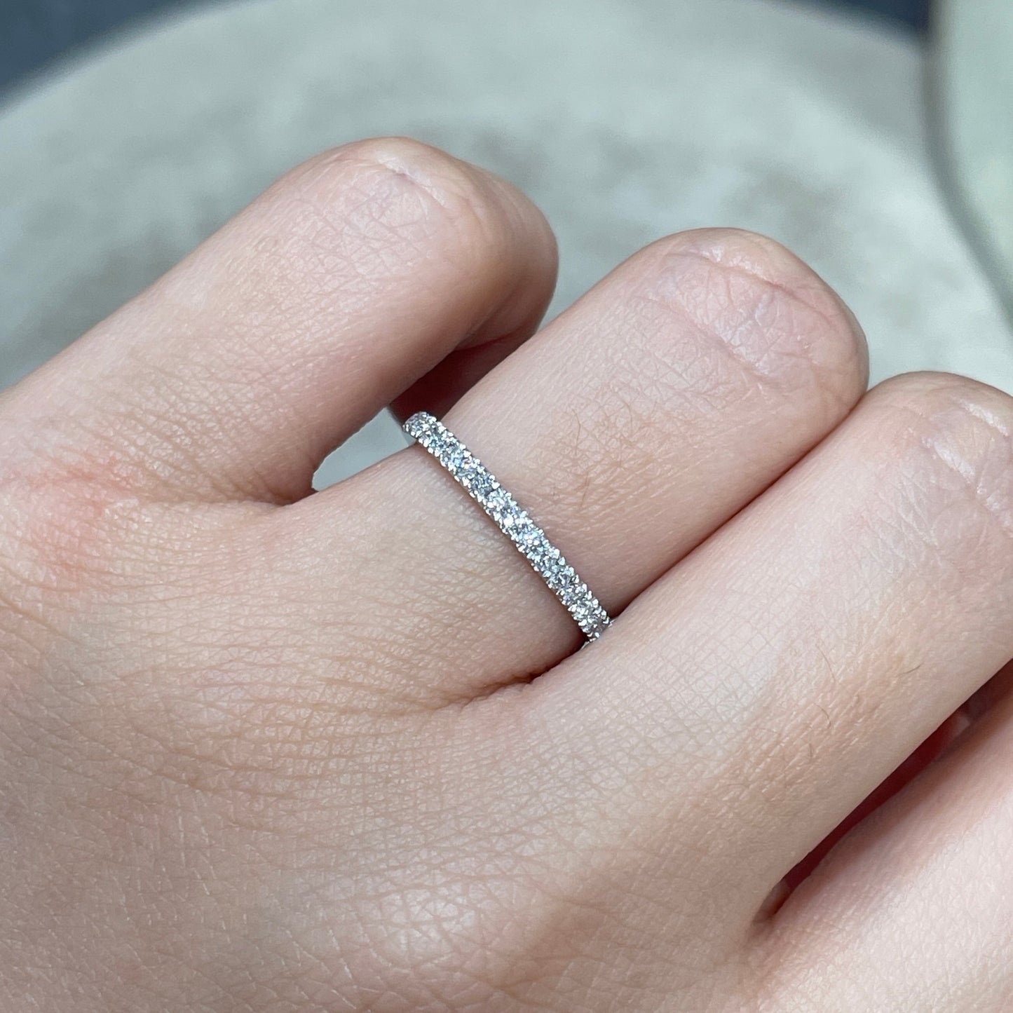 Lab diamond round 0.25ct half eternity thicker ring