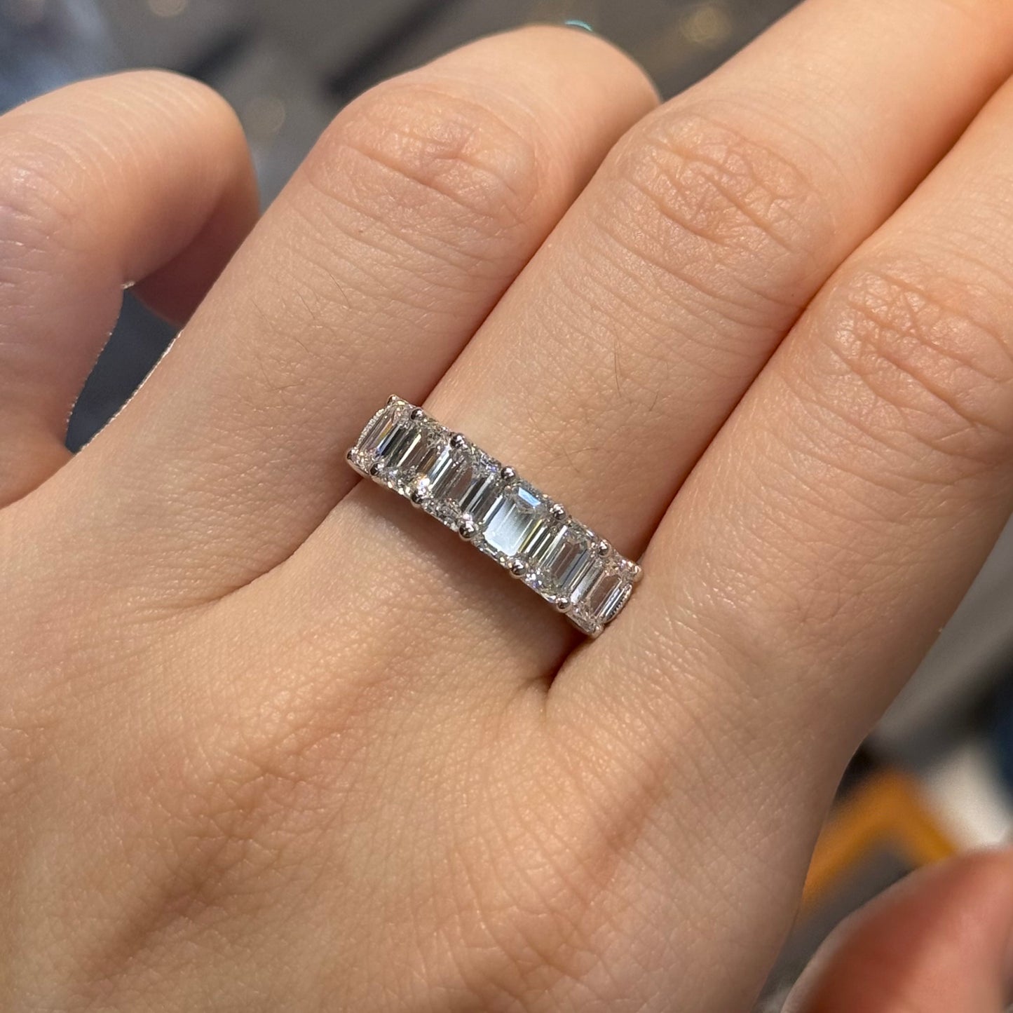 Lab Diamond emerald cut 2.4ct half eternity ring