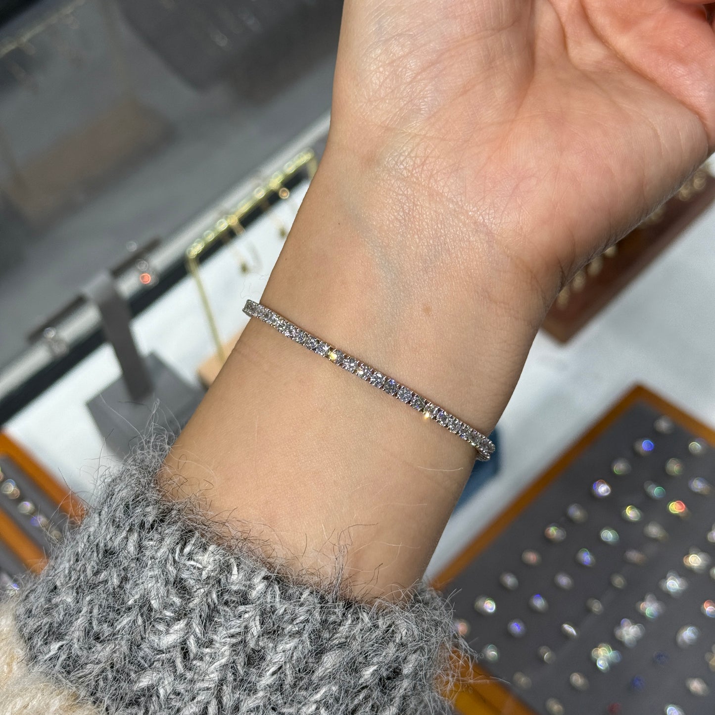 Lab diamond round 4.4ct classic four-prong tennis bracelet
