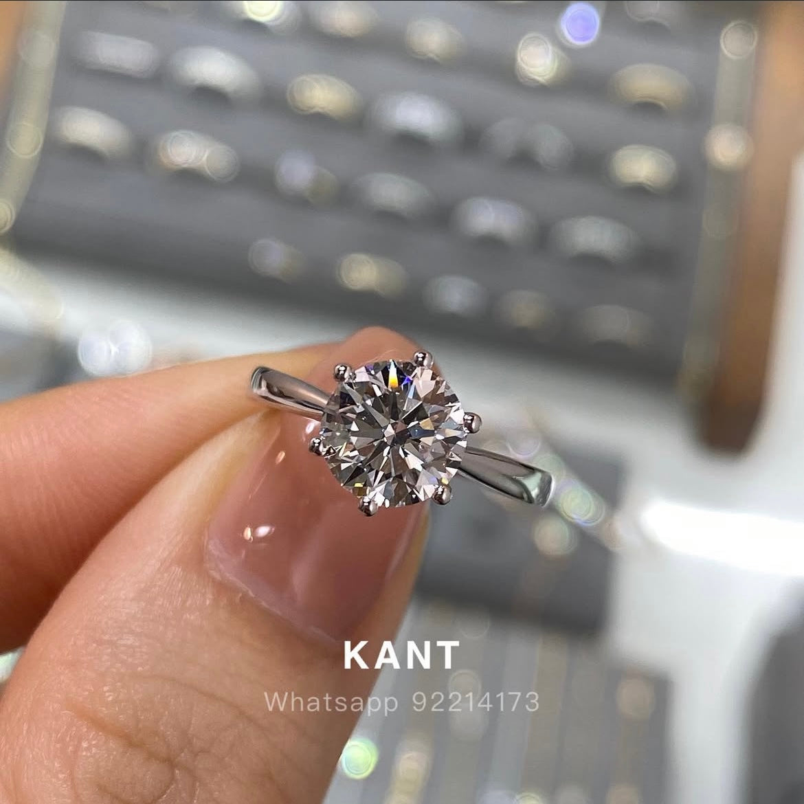 Lab diamond Round 1.5ct six-prong solitaire ring