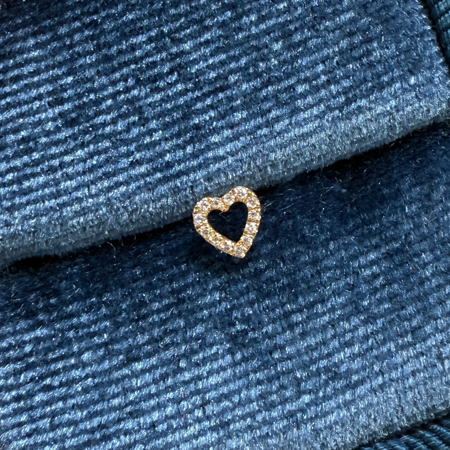 Lab diamond open heart stud earring-each