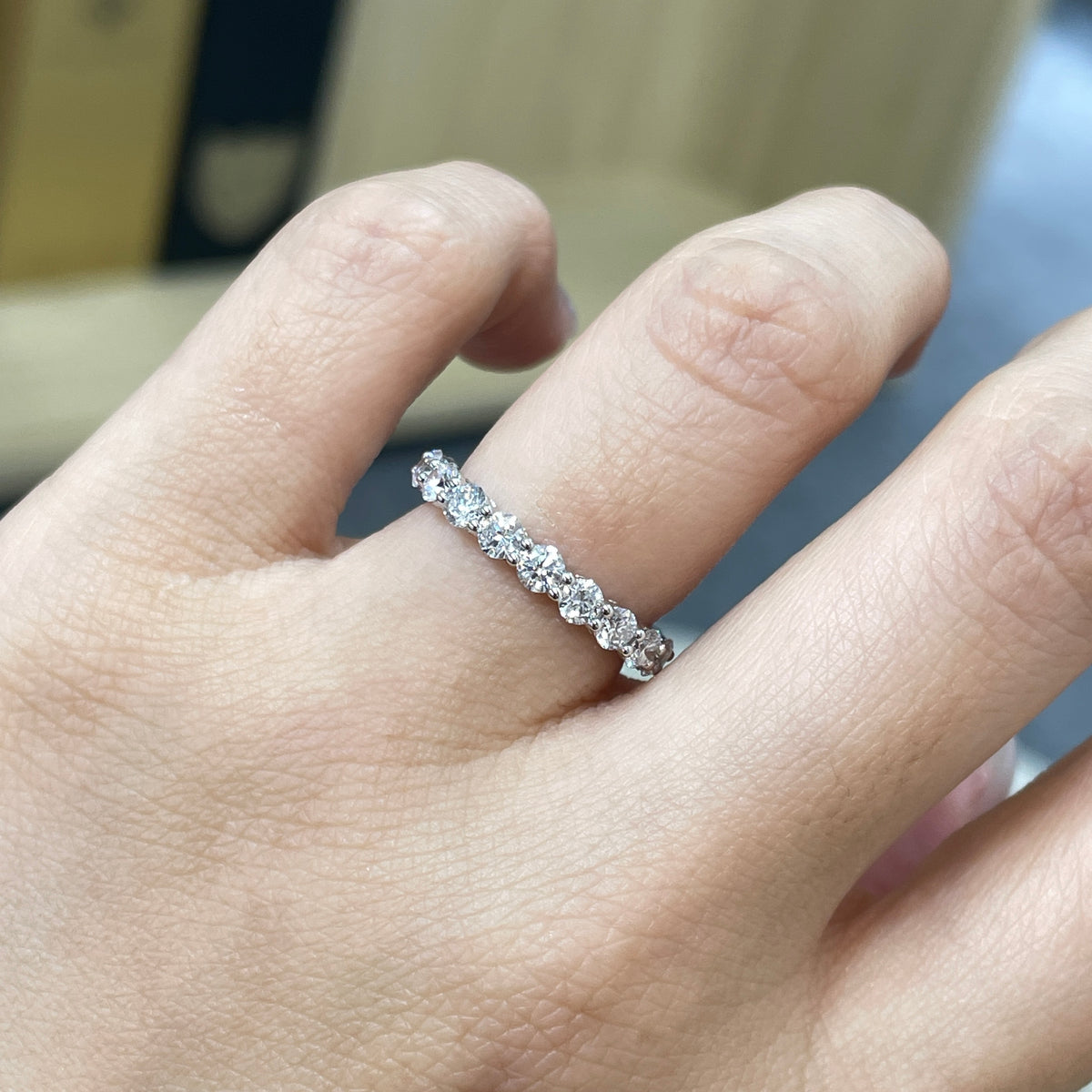 9k Lab diamond round 2.1ct full eternity ring
