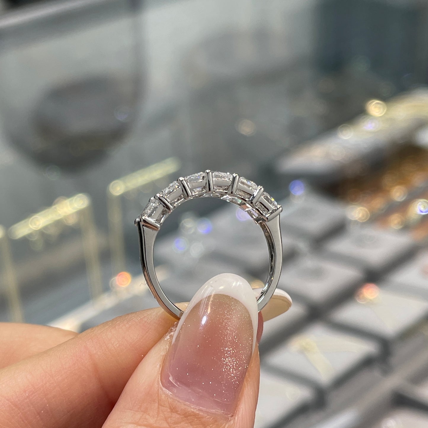 Lab Diamond emerald cut 2.4ct half eternity ring
