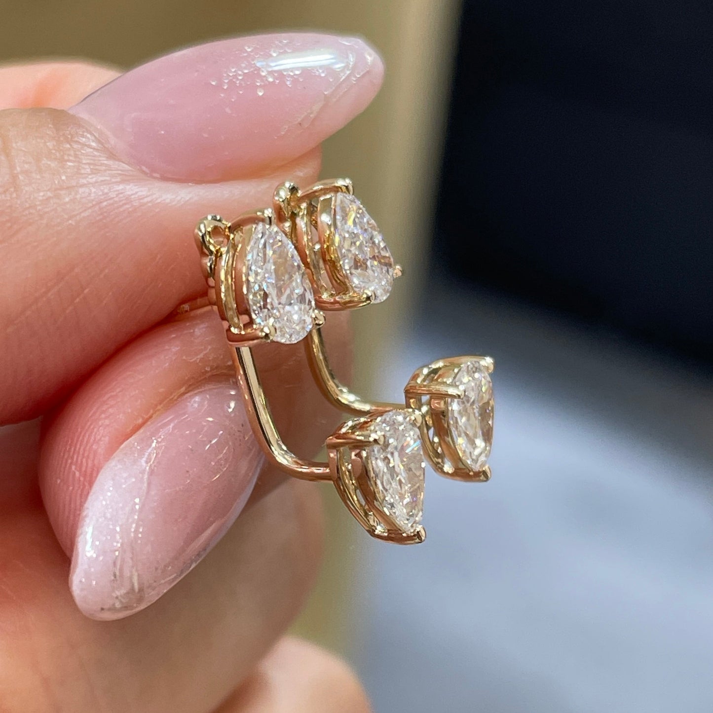 9k Lab diamond pear with pear L jacket 1.2ct earrings-pair
