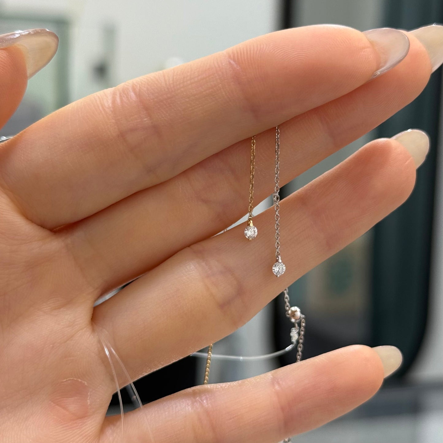 Lab diamond round 1.05ct invisible fish thread necklace